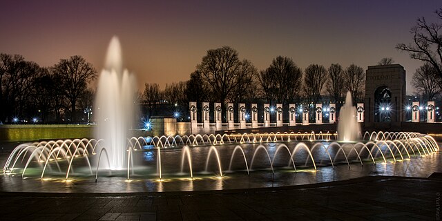WWII Memorial 夜景噴泉