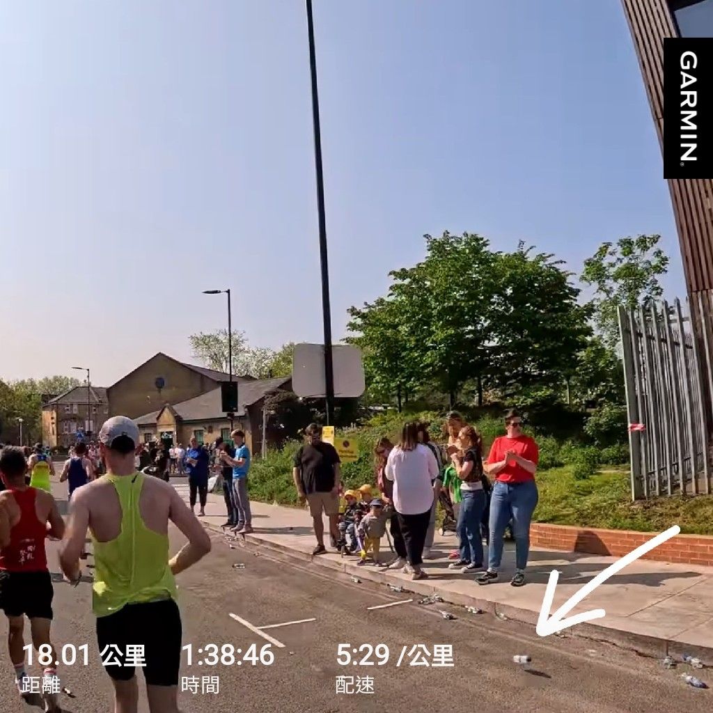 虛擬倫敦馬的塑膠瓶水站：躲避球馬拉松體驗