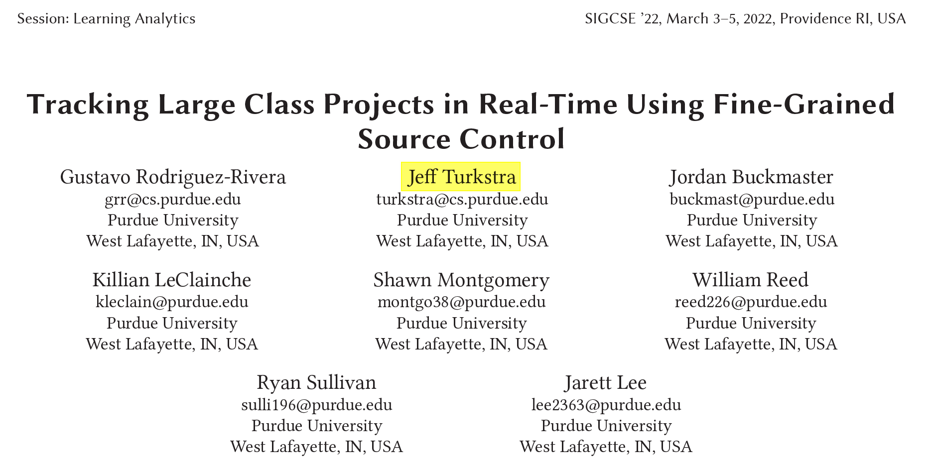 SIGCSE 2022 論文作者列表，Jeff Turkstra 列名第二作者